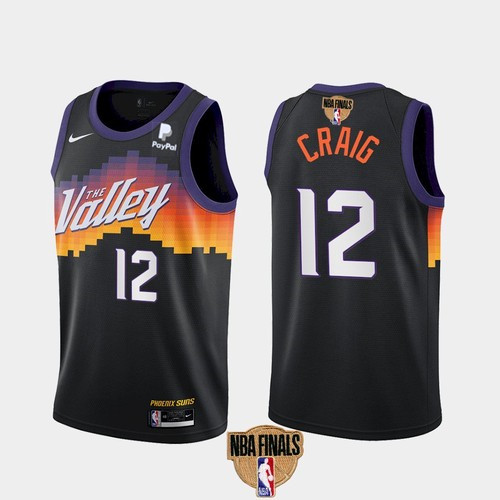 Men's Phoenix Suns #12 Torrey Craig 2021 Black NBA Finals City Edition Stitched Jersey
